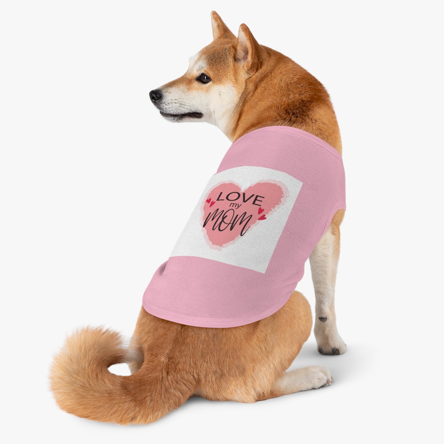 Love My Mom Pet Tank Top — Pink Heart Mother's Day Dog Shirt