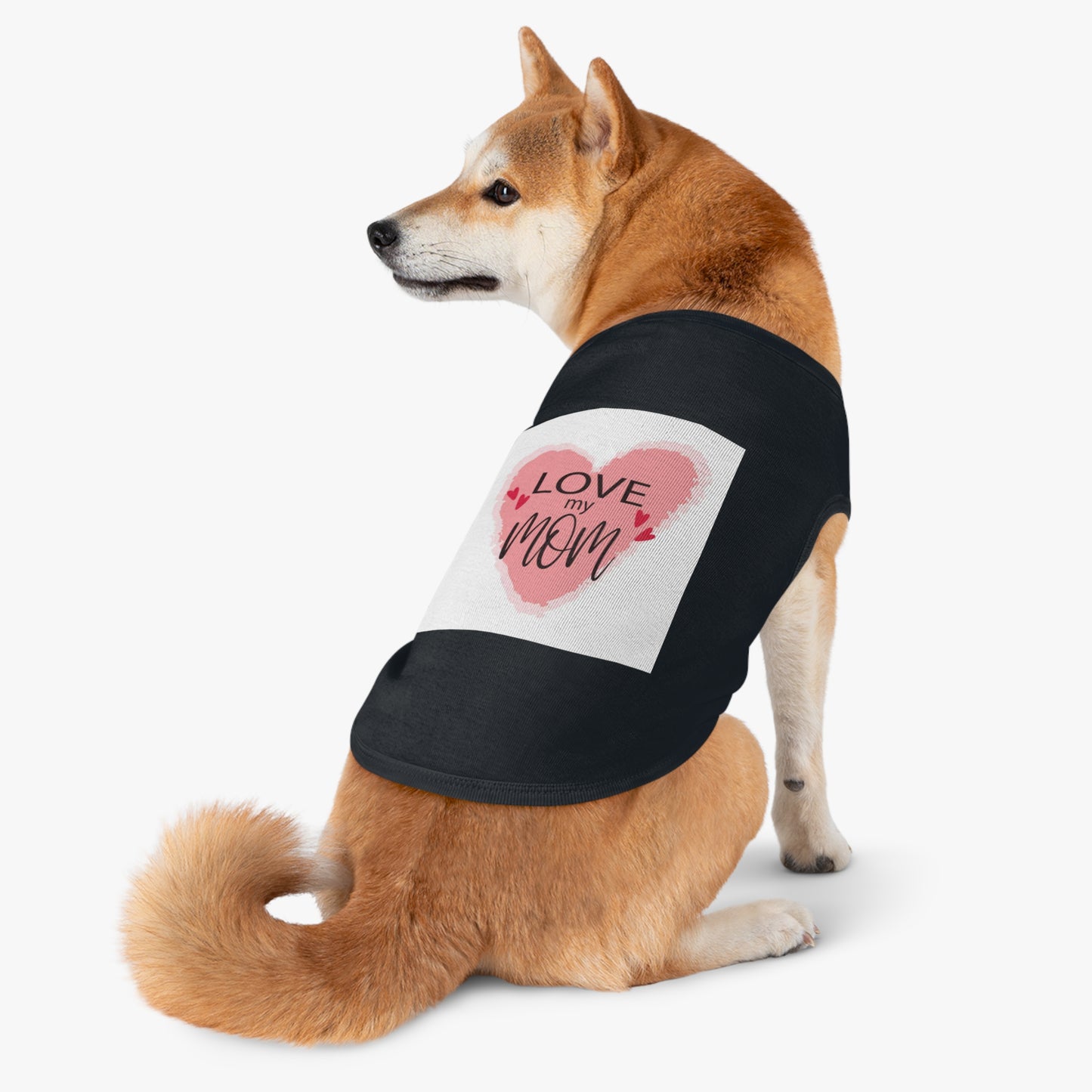 Love My Mom Pet Tank Top — Pink Heart Mother's Day Dog Shirt