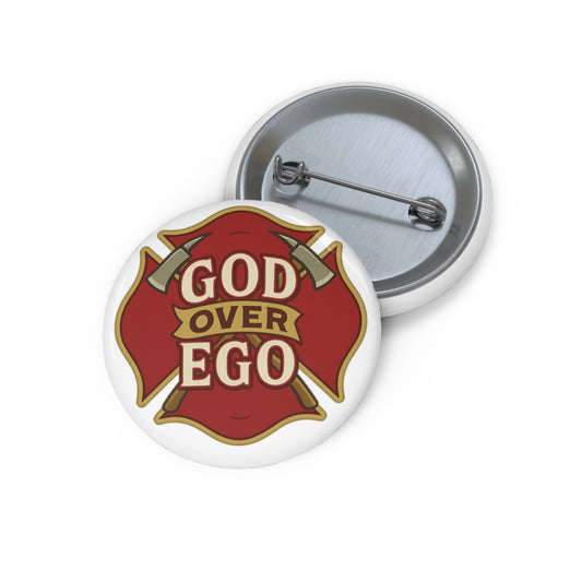 God Over Ego Pin Button — Faith-Inspired Enamel Style Lapel Pin