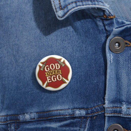 God Over Ego Pin Button — Faith-Inspired Enamel Style Lapel Pin