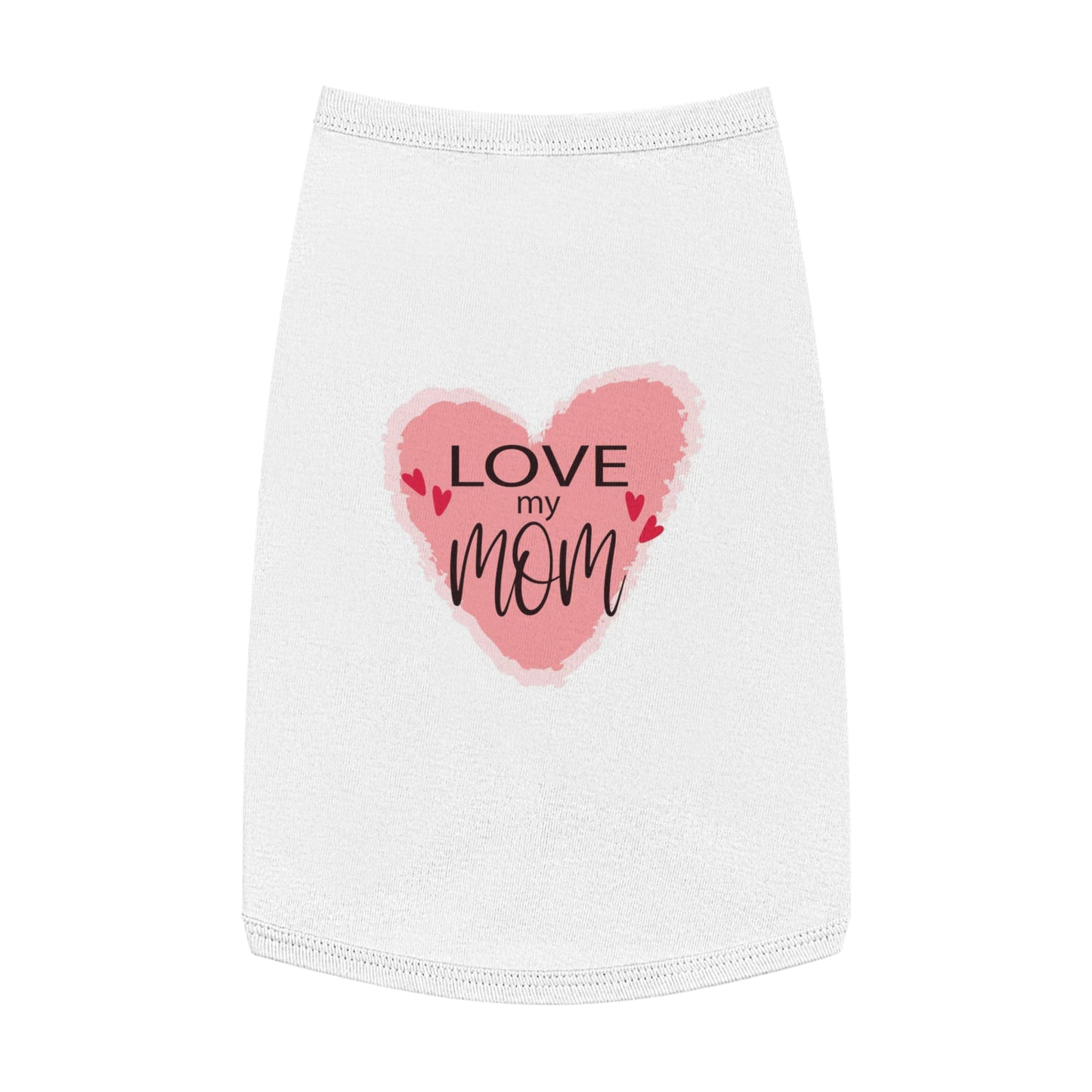 Love My Mom Pet Tank Top — Pink Heart Mother's Day Dog Shirt