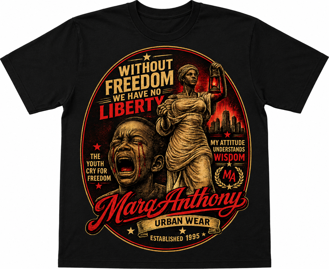 Marq Anthony Urban Wear – Without Freedom We Have No Liberty | Black Edition

Make a bold statement with this powerful Marq Anthony Urban Wear design that blends fashion, culture, and purpose into one unforgettable piece. Set against a premium black backd