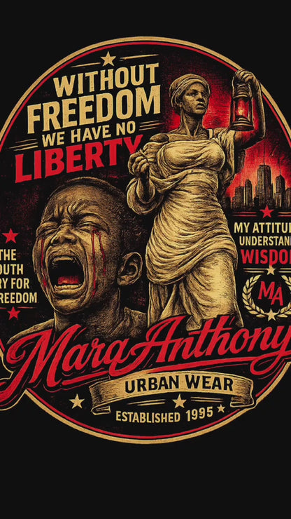 Marq Anthony Urban Wear – Without Freedom We Have No Liberty | Black Edition

Make a bold statement with this powerful Marq Anthony Urban Wear design that blends fashion, culture, and purpose into one unforgettable piece. Set against a premium black backd